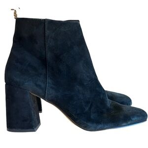 Bella Vita Black Suede Block Heel Booties